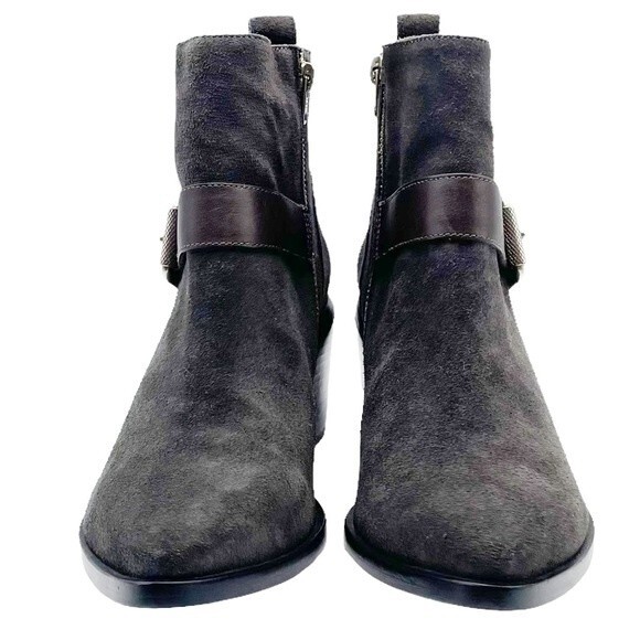 NWT AllSaints Jason Boot Charcoal Gray Suede Buckle Ankle Bootie Women’s Size 9 - Picture 7 of 16